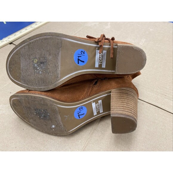 Tom's Lunata Cognac(rust) Fringe Block Heel Suede Booties 9.5 Women's - Picture 6 of 8